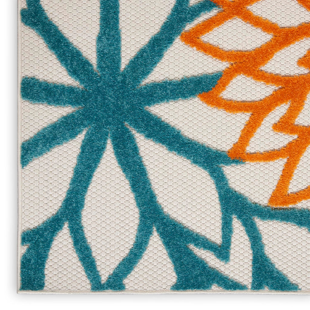 Nourison Aloha Indoor/Outdoor Floral Turquoise Multicolor 7'10' X 10'6' Area Rug, (8' X 11')