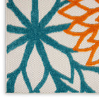 Nourison Aloha Indoor/Outdoor Floral Turquoise Multicolor 7'10' X 10'6' Area Rug, (8' X 11')