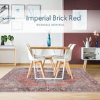 Kaspene Home Brick Red Washable Rug, Kid And Pet Friendly, Non-Slip, High Traffic Durable, Great For Living Room, Bedroom, Compl