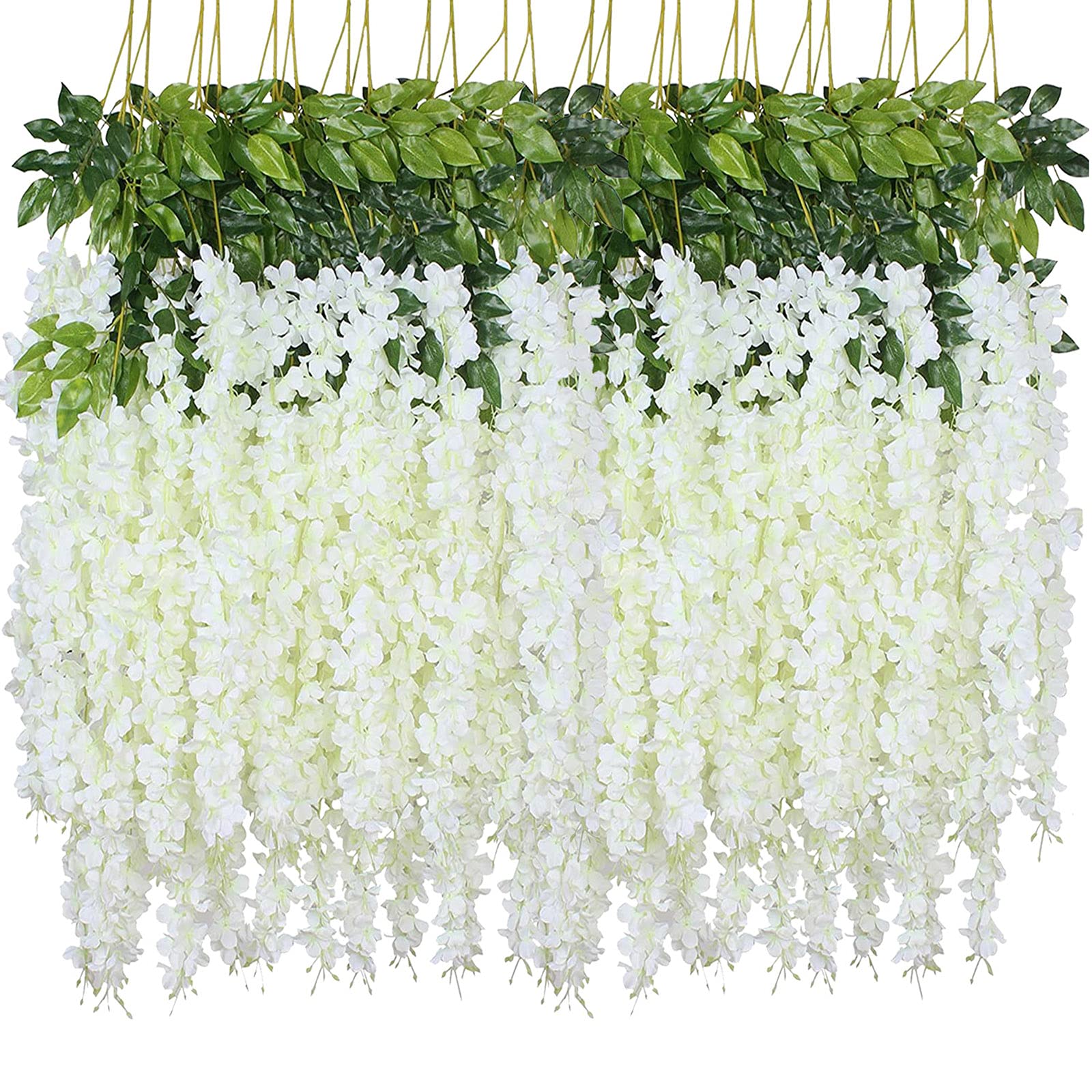 WEISPARK Fake Hanging Flowers - 24 Pieces 3.75 Feet/Piece Artificial Wisteria Vine Ratta Hanging Garland Silk Flowers for Home P