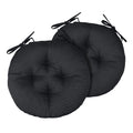Cozplen Outdoor Round Bistro Chair Cushions,15 Inch Circular Seat Cushions With Ties For Dining Chairs, Set Of 2, Black