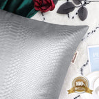 Brawarm Silver Leather Throw Pillows 12 X 20 Inches, Snake Leather Pillow Covers Pack Of 2, Faux Leather Decorative Lumbar Pillo