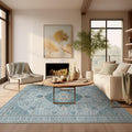 Ashler Boho Rug, 6x9 Area Rugs, Vintage Rugs, Large Area Rug, Rugs for Living Room, Bedroom, Kitchen, Dinner, Light Cyan/Blue Ho