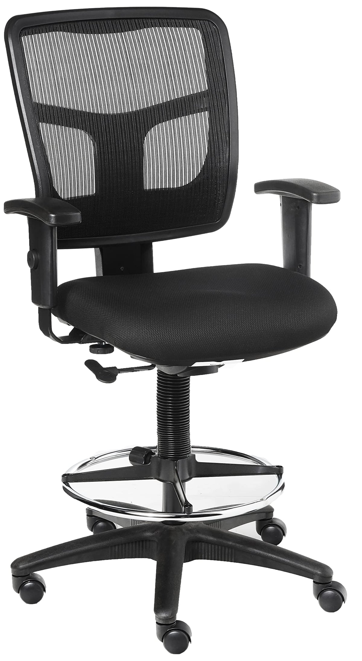 Lorell LLR86801 Ratchet Mesh Mid-Back Stool Chair, Black