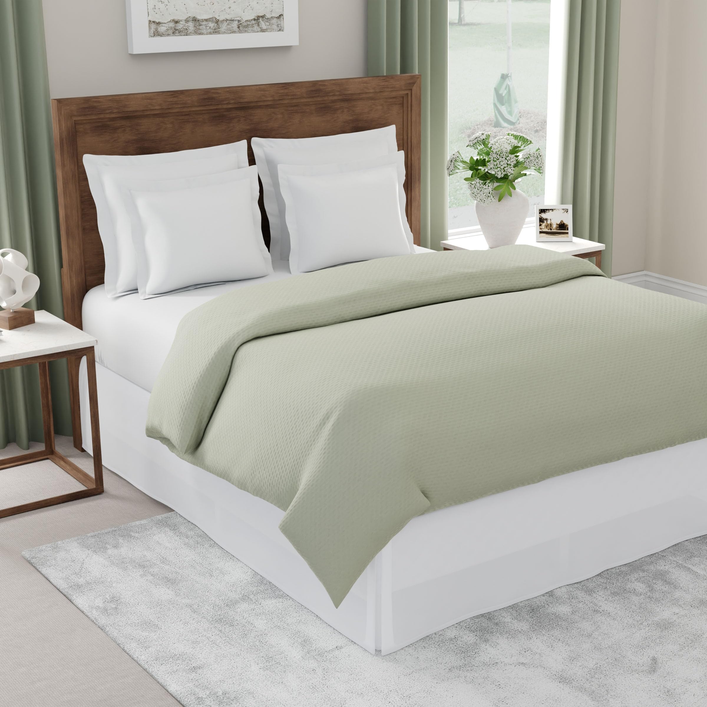 Today? Home - Toh25014Whit05 Microfiber Classic Tailored Styling Bed Skirt Dust Ruffle, California King, White