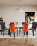 Vicbarley Leather Dining Chair Set Of 6 Upholstered Tufted Dining Room Chair With Nailhead Trim And Solid Wood Legs For Kitchen,
