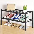 Smiry Shoe Rack, 2 Tier Bamboo Shoe Organizer, Stackable Free Standing Wooden Shoe Storage Shelf for Closet, Entryway, Front Doo