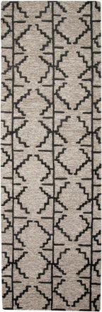HomeRoots 511834 8 x 11 ft. Black Taupe & Gray Wool Geometric Hand Tufted Handmade Stain Resistant Rectangle Area Rug
