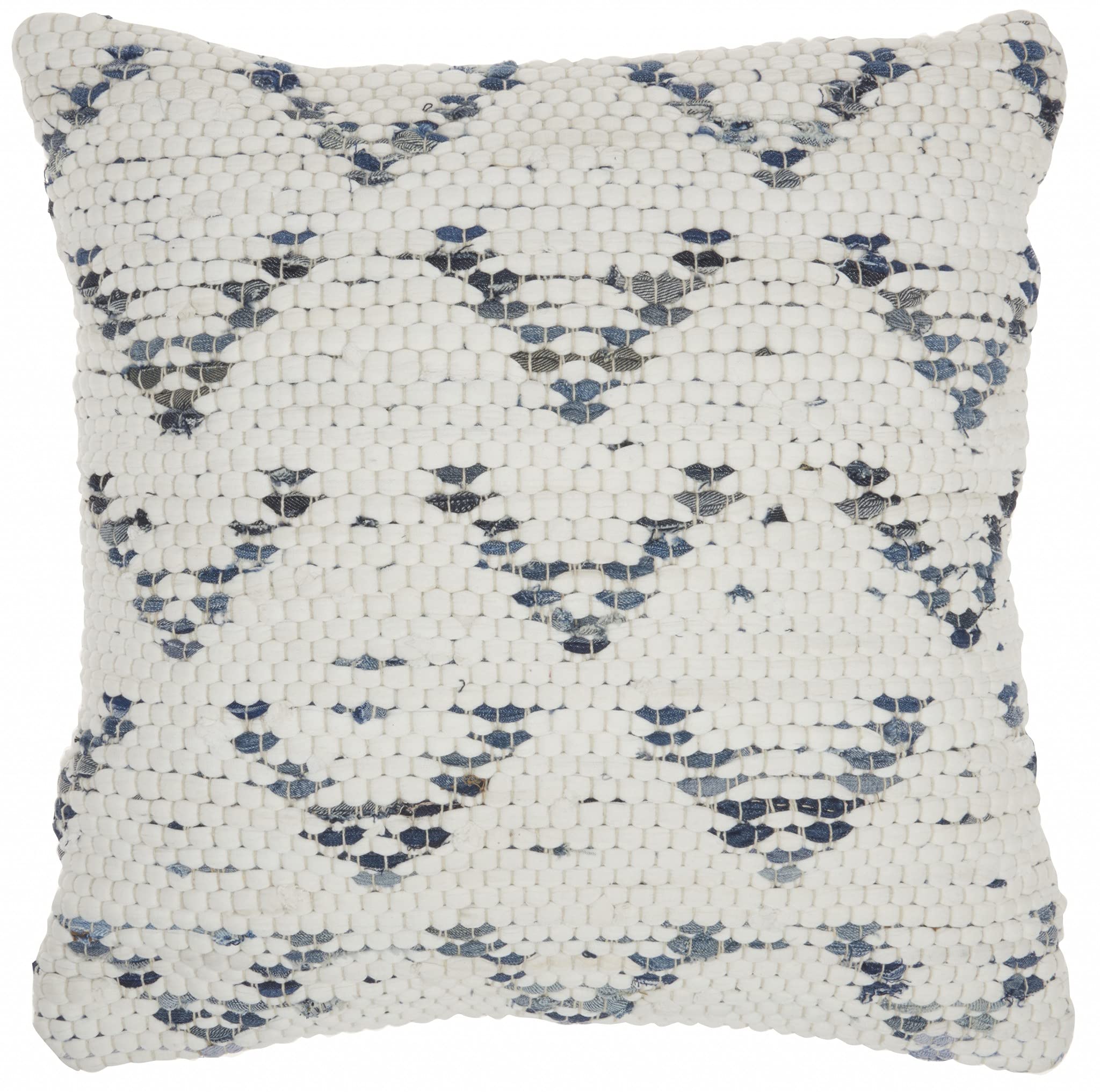 HomeRoots 100% Cotton White and Denim Knubby Arrow Throw Pillow