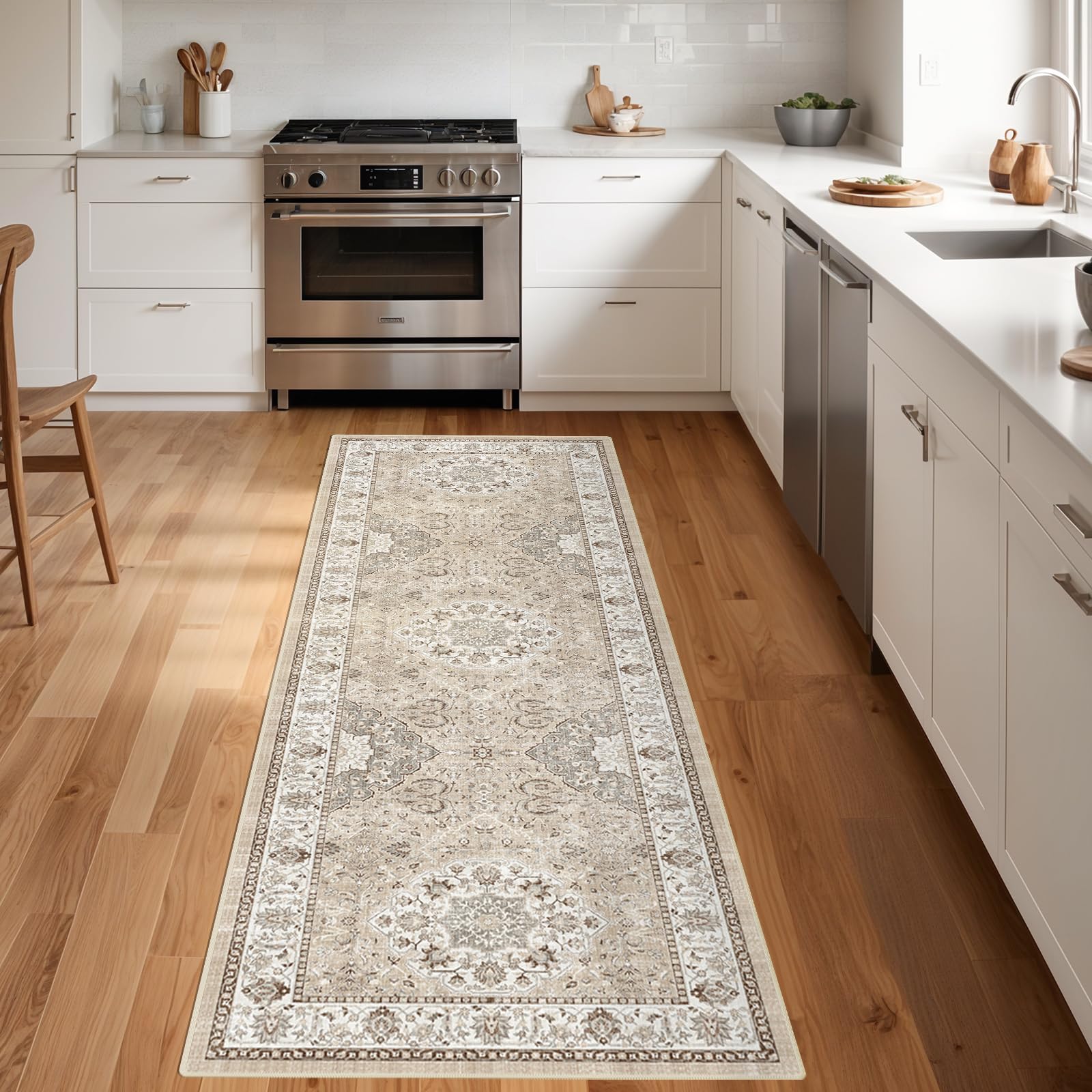Hallway Washable Runner Rug - 2x6 Kitchen Rugs Entryway Rug Runner Vintage Soft Floor Mat Non Slip Indoor Farmhouse Carpet for B