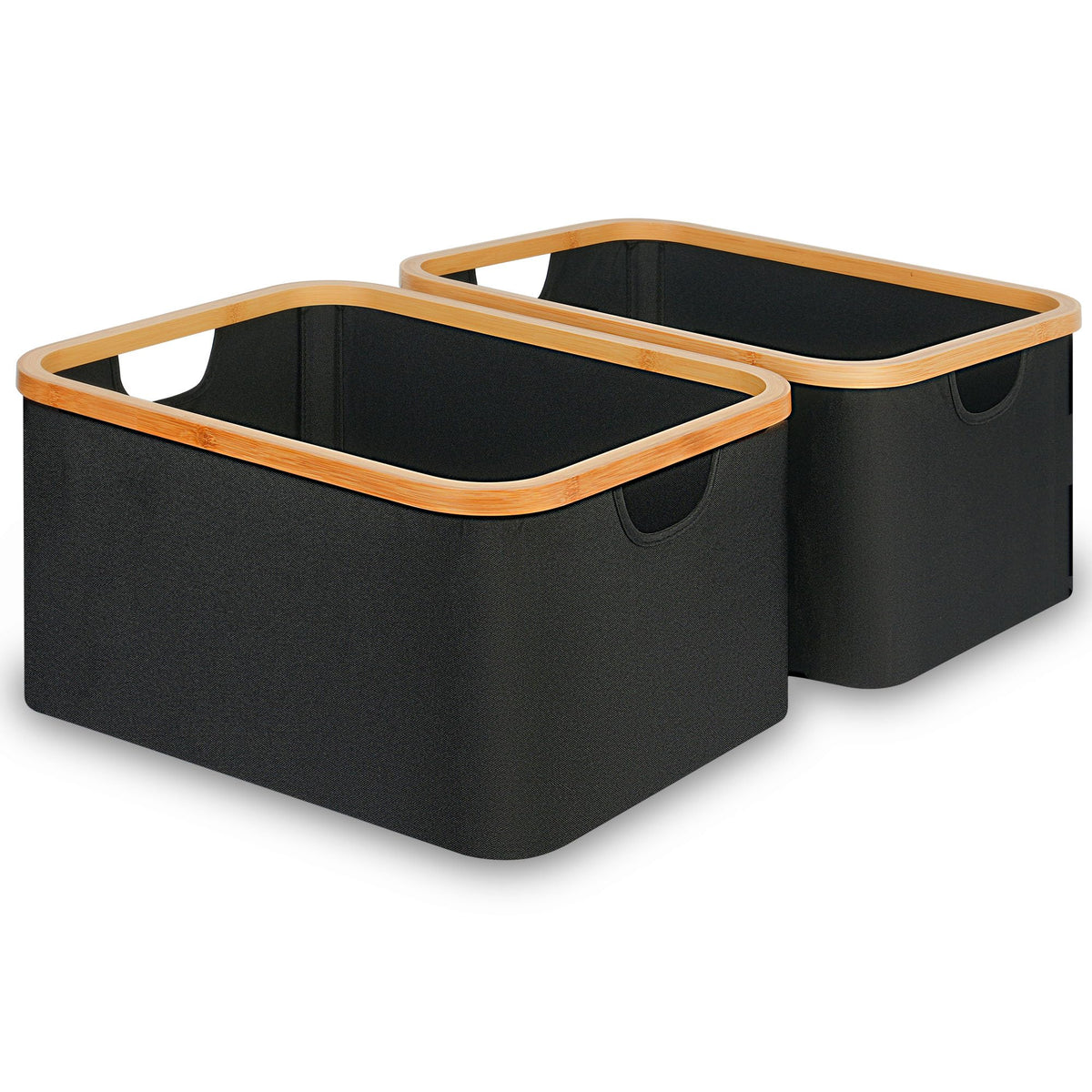 efluky Storage Baskets for Organizing, Fabric Storage Bins with Bamboo Handles, Collapsible Storage Baskets for Shelves and Clos