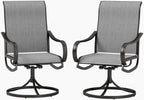 Phi Villa Patio Swivel Dining Chairs Set Of 2, Outdoor Chair With Textilene Mesh Fabric & Black Metal Frame For All Weather Outdoor Lawn Garden Poolside (Gray)