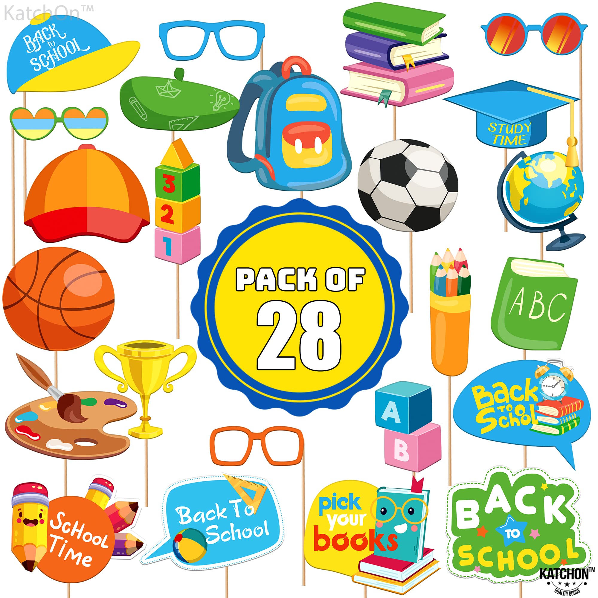 Katchon, Back To School Photo Booth Props - Pack Of 28 | Back To School Photo Props For Back To School Decorations For Classroom