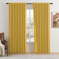 Dualife Gold Yellow Blackout Curtains 96 Inches Long For Living Room 2 Panels Set Boho Back Tab Hook Pleated Darkening Thermal L