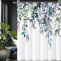 Gibelle Extra Long Shower Curtain 72 x 84, Green Eucalyptus Leaves Shower Curtain, Watercolor Floral Plant Bathroom Curtains Sho
