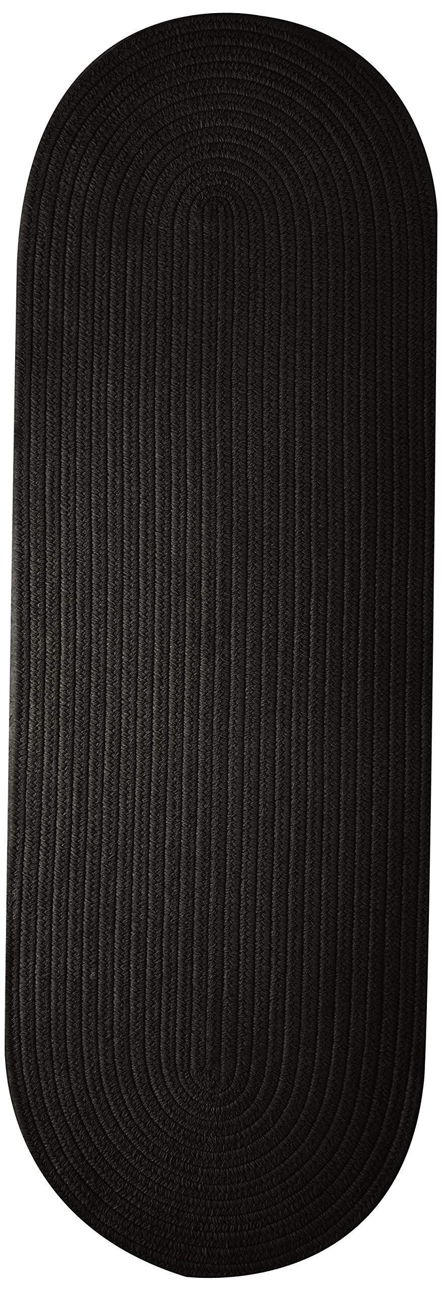 Bristol Polypropylene Braided Rug, 2-Feet By 12-Feet, Black