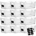 ShelfShaper Clear Plastic Storage Bins with Labels and Marker, Perfect for Kitchen Organization or Pantry Organization and Stora
