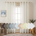 Miulee 2 Panels Natural Linen Long Semi Sheer Window Curtains Elegant Solid Ivory Drapes Grommet Top Window Voile Panels Linen T