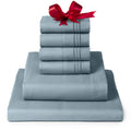 Mellanni Full Sheet Set - 6-Piece Iconic Collection Bedding, (Including 4 Pillowcases), 16-Inch Deep Pocket, Easy Care, Extra Soft, Cooling Sheets, Brushed Microfiber - Spa Blue