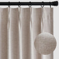 Miulee 100% Blackout Pinch Pleated Linen Curtains 84 Inch Length 2 Panels Set For Bedroom, Natural Farmhouse Thermal Insulated W