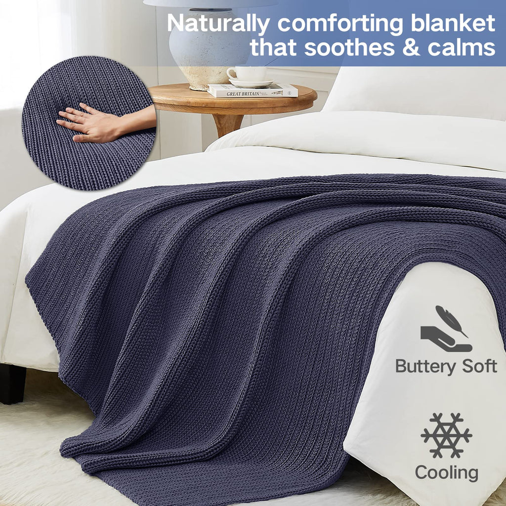 Guohaoi Knitted Weighted Blanket(Dark Grey 50''X60'' 7Lbs),Home D  Cor Cooling Throw Blanket For Hot Sleepers,Hand Made Chunky K