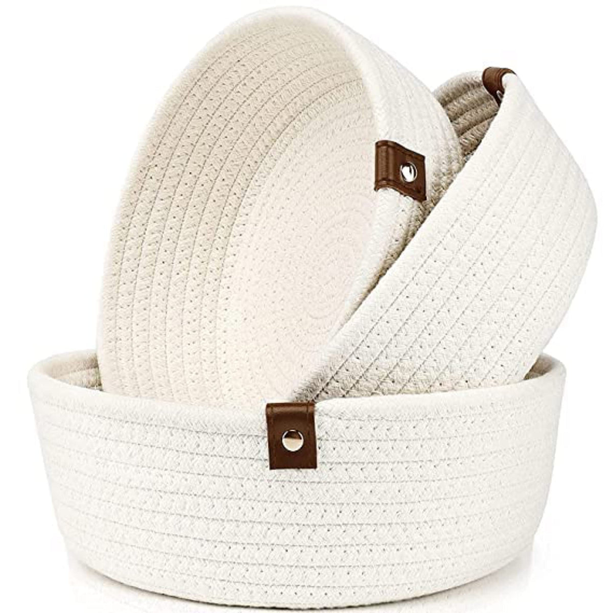 BANTRICK Jute Cotton Basket Fruit Basket Handcrafted Woven Storage Planter Basket for Home Decor, MultiPurpose Bag with Handle