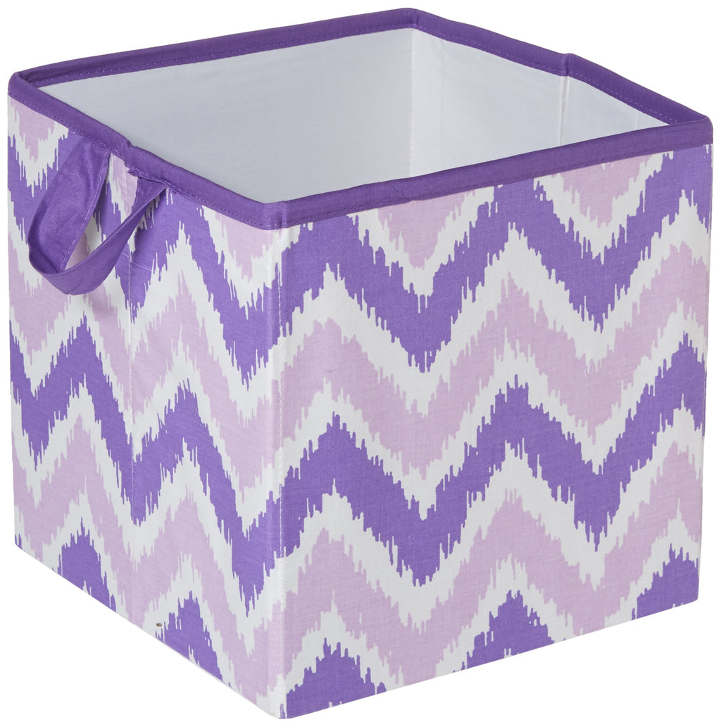 Bacati - Small Storage Tote Mix N Match Ikat Chevron/Dots Purple10 x 10 x 10 inches