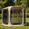 EAST OAK 12  12 FT Pop Up Canopy Tent with Mesh | Outdoor Screen House with 6 Sunshades | Instant Canopy with Portable Carry Bag
