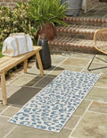 Unique Loom Outdoor Safari Collection Area Rug - Leopard (2 7 x 10 Runner Blue/Gray)