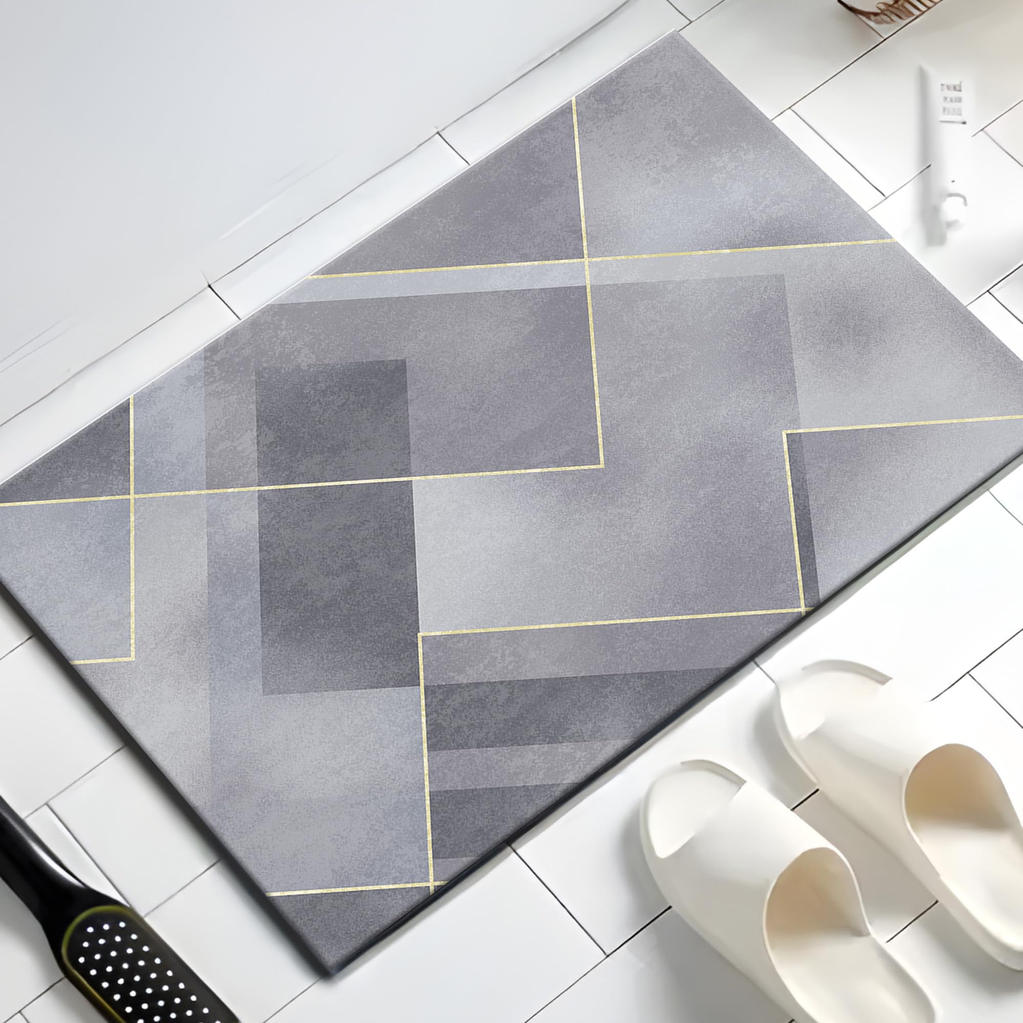 UMAI Polyester Rubber Bathroom Mat (40 * 60cm) Bath Mat | Anti Skid Mat for Bathroom Floor | Bathroom Accessories | Bathroom Mat