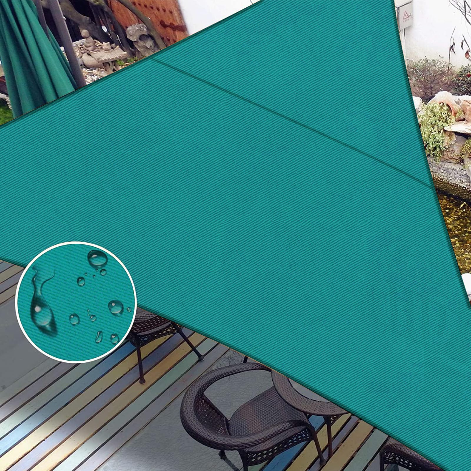 Love Story Waterproof 12 'X12 'X12 ' Triangle Turquoise Blue Sun Shade Sail Cannoy Uv Resistant For Outdoor Patio Garden Backyar