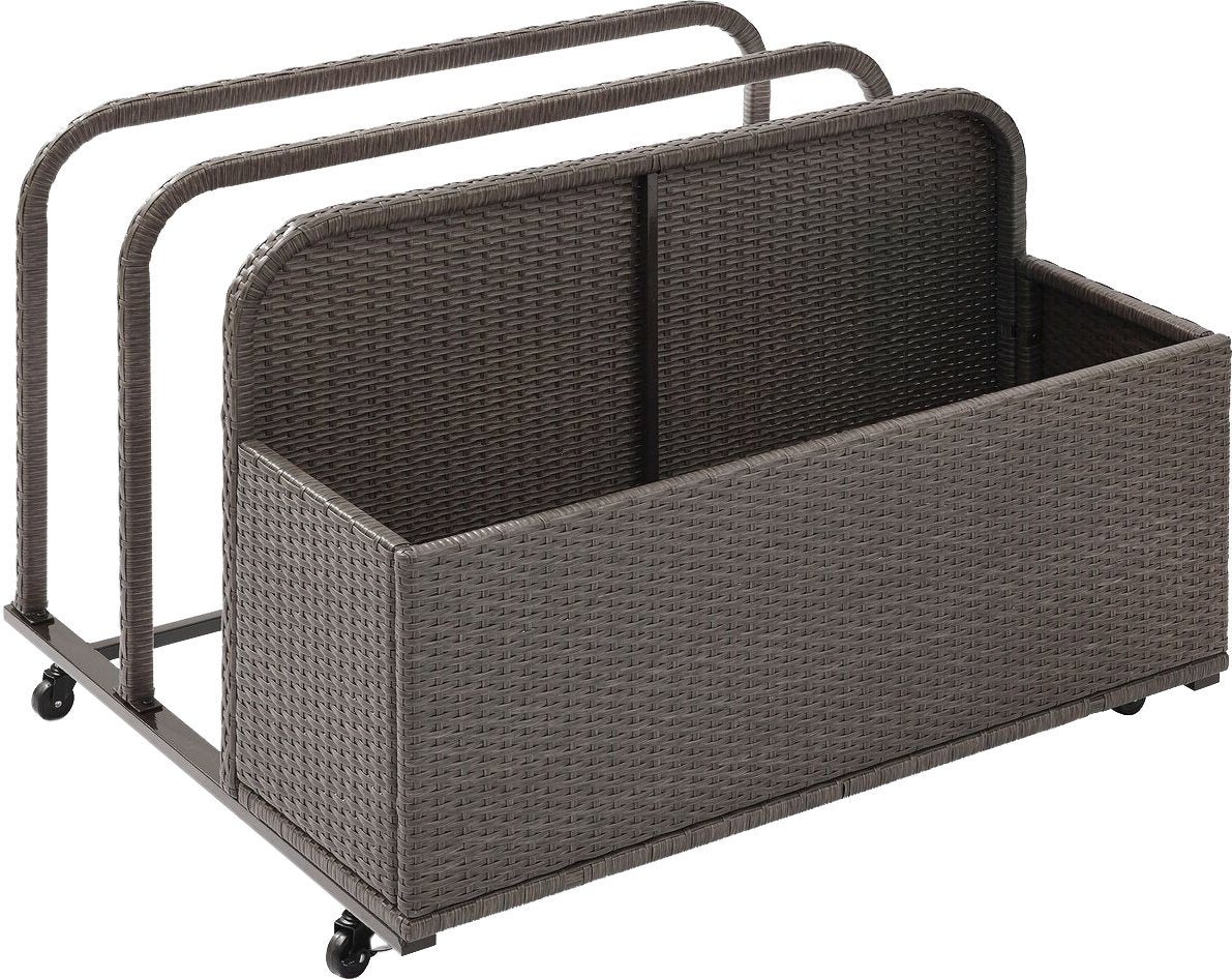 Crosley Furniture Palm Harbor Wicker Outdoor Storage Pool Caddy for Toys, Floats, Patio Furniture Cushions, Gray