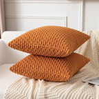 Kevin Textile Throw Pillow Covers Soft Corduroy Decorative Set Of 2 Boho Striped Pillow Covers Pillowcases Farmhouse Home Decor For Couch Bed Sofa Living Room 24X24 Inch Orange Yellow