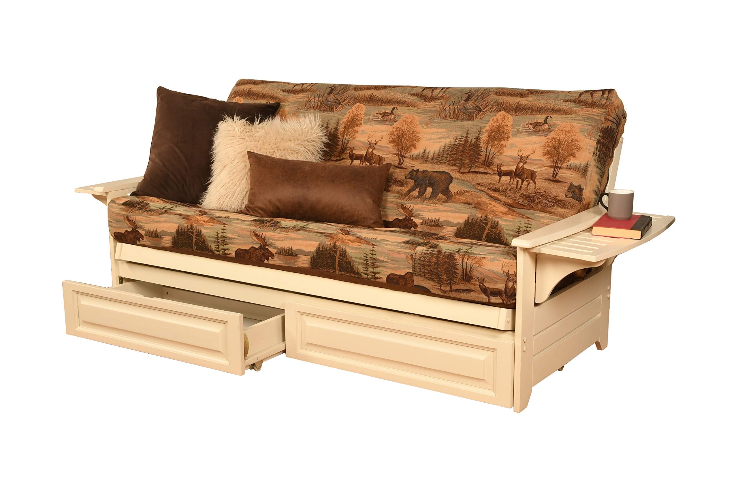 Kodiak Furniture Phoenix Futon With Canadian Fabric Mattress In White/Brown