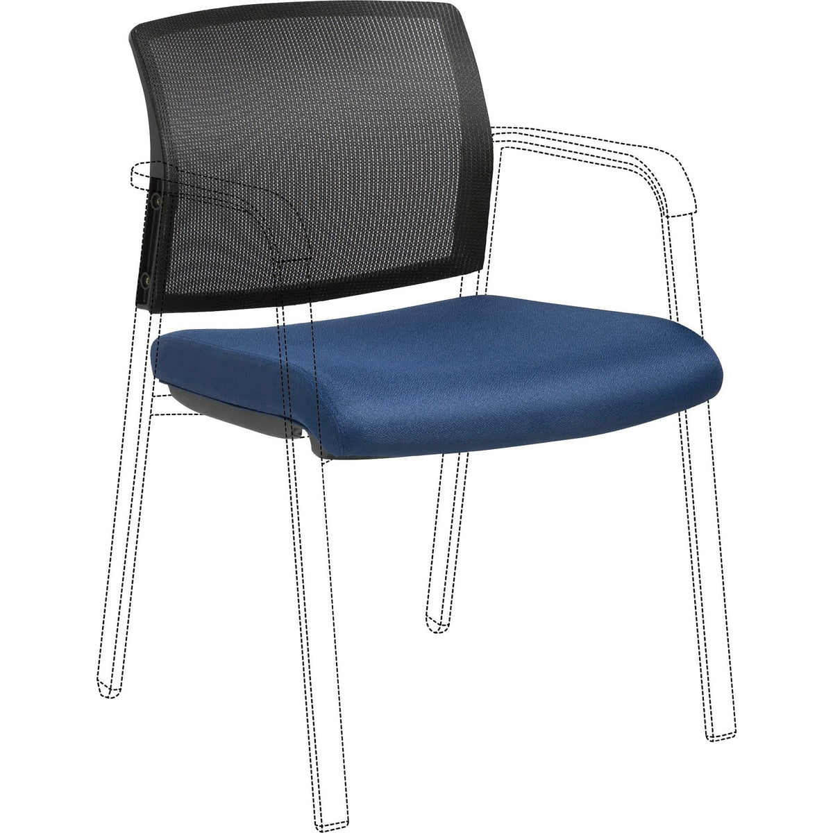 Lorell Stackable Chair Mesh Back/Fabric Seat Kit, Black/Navy