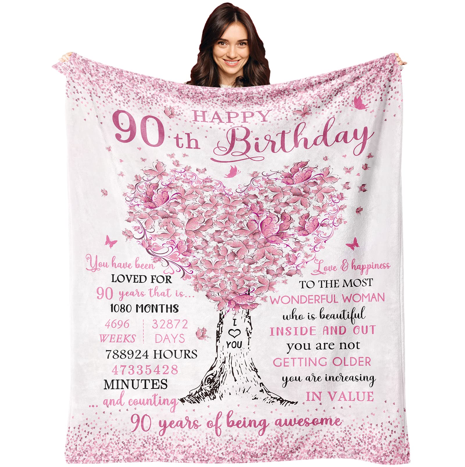 Xalazy 90Th Birthday Gifts For Women Men Blanket 60'X50', 90 Year Old Birthday Gifts For Women, 90Th Birthday Gift Ideas, Gift