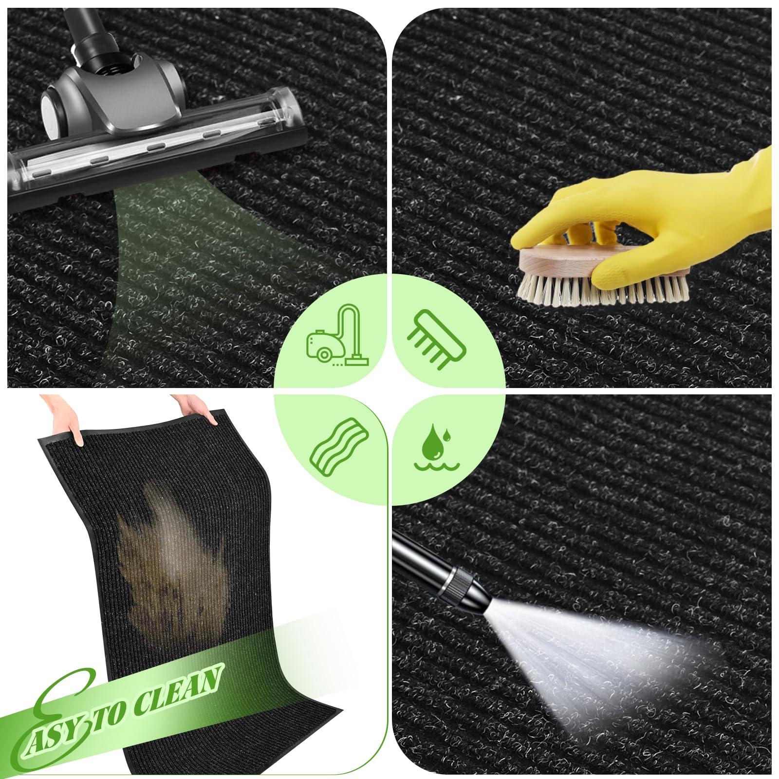 Door Mat Heavy Duty Outdoor Indoor Doormat Low Profile Front Door Mat Large 35X60 Inch Black Entrance Welcome Mats Easy Clean Pa