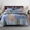 Autumn Dream Cotton Bedspread Quilt Sets Reversible Bedding Coverlet Sets Comforter, Bohemian Paisley Patchwork Blue Bedspread,