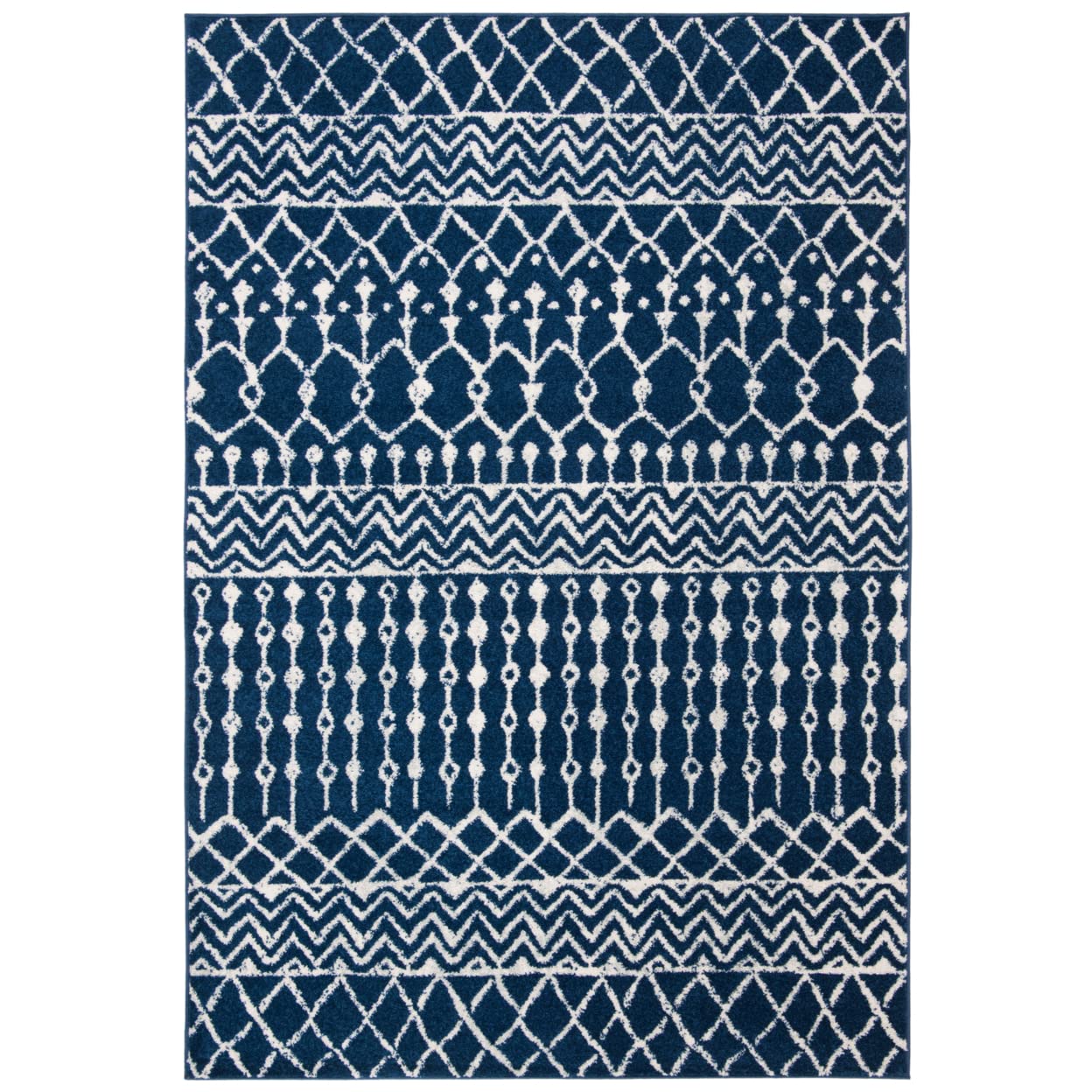 SAFAVIEH Tulum Collection Accent Rug - 2 x 3, Navy & Ivory, Moroccan Boho Distressed Design, Non-Shedding & Easy Care, Ideal f