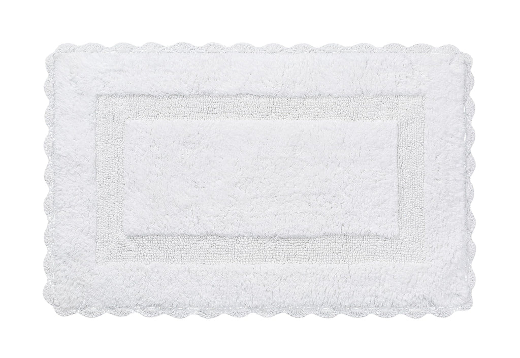 Bath Mat Rug 17''x24'' White, 100% Pure Cotton, Super Soft Bath Rugs, Plush & Absorbent, Hand Tufted Heavy Weight Construction, 