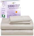 California Design Den 1000 Thread Count Sheets Queen Set, Winner Architectural Digest Best Sheet, Luxury 100% Cotton Sateen Bed