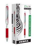 Zebra Pen Z-Grip Flight Retractable Ballpoint Pen, Bold Point, 1.2Mm, Red Ink, 12-Count