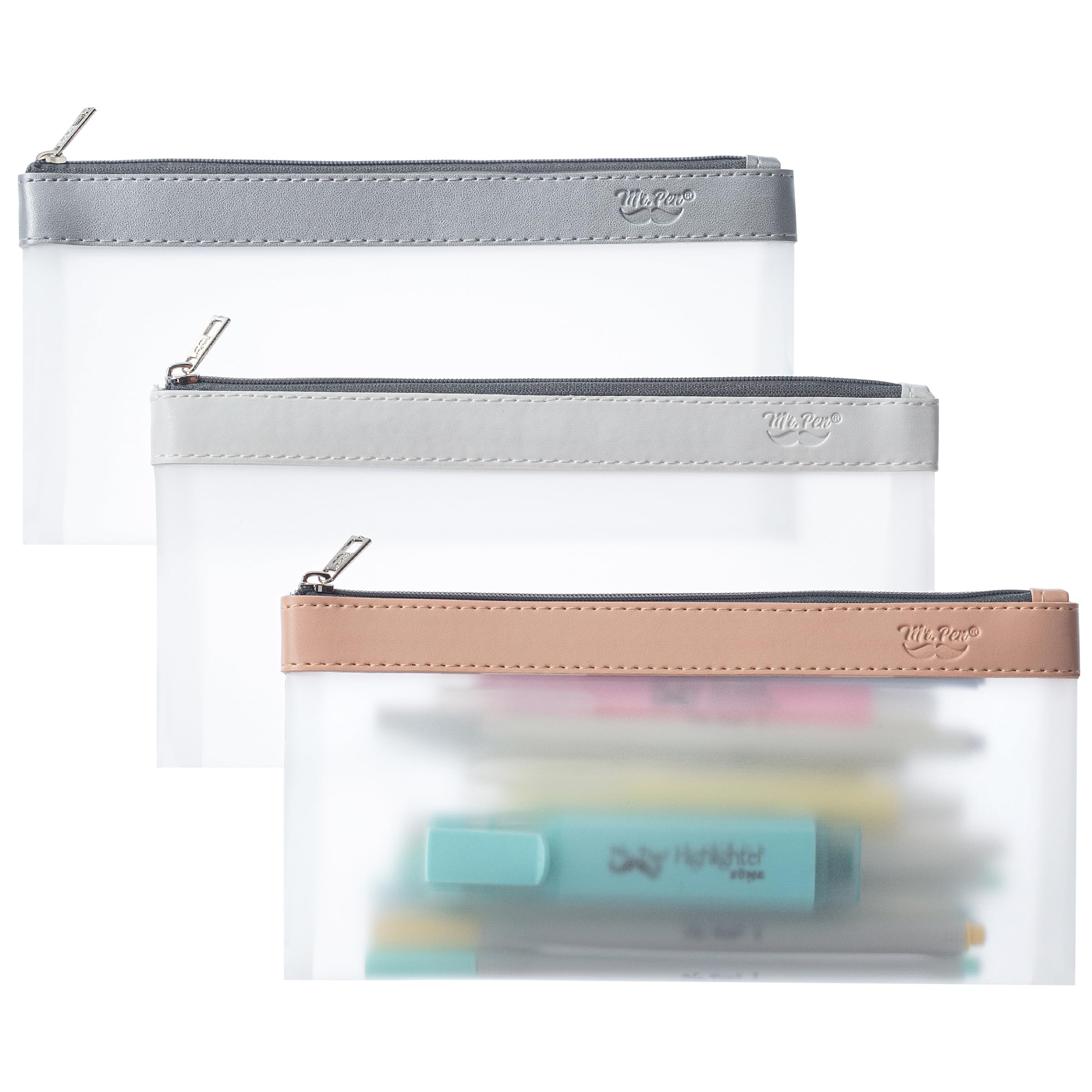 Mr. Pen- Clear Pencil Pouch, 3 Pack, Clear Pencil Case, Pencil Bags, Clear Pouch, Pencil Case For Kids Pencil Case, Clear Makeup