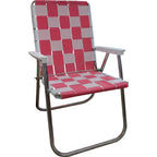 Lawn Chair Usa | Folding Aluminum Webbed Chair For Camping, Sports, And Beach | Classic - Pink//White
