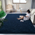 DweIke Super Soft Shaggy Rugs Fluffy Carpets, 6x9 ft, Navy Blue Area Rug for Living Room Bedroom Girls Kids Room Nursery Home De