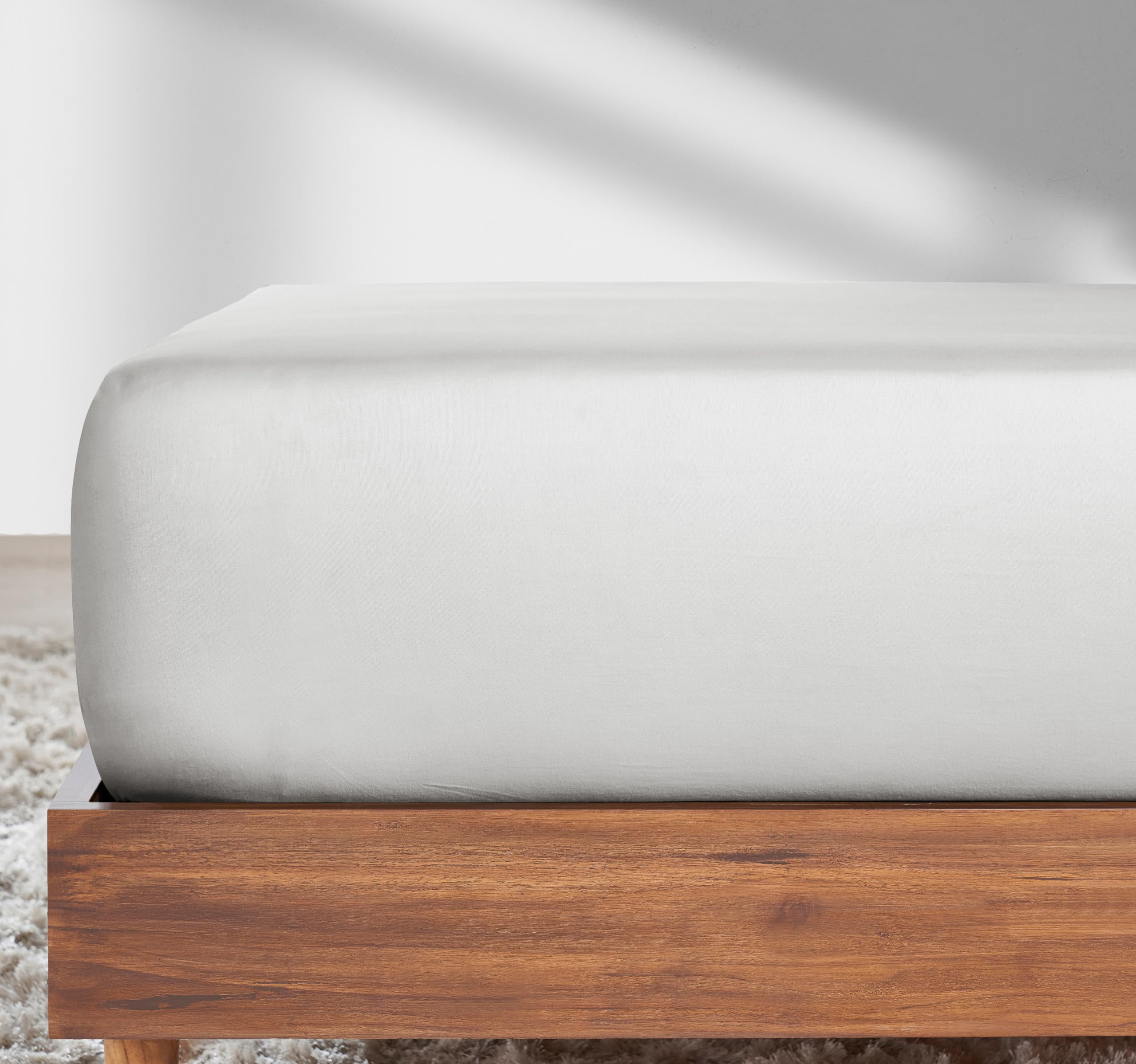 California Design Den King Fitted Sheet Only Cotton With Deep Pockets, 1 Pc 100% Cotton Luxury Fitted Sheet, No Pop-Off Elastic,