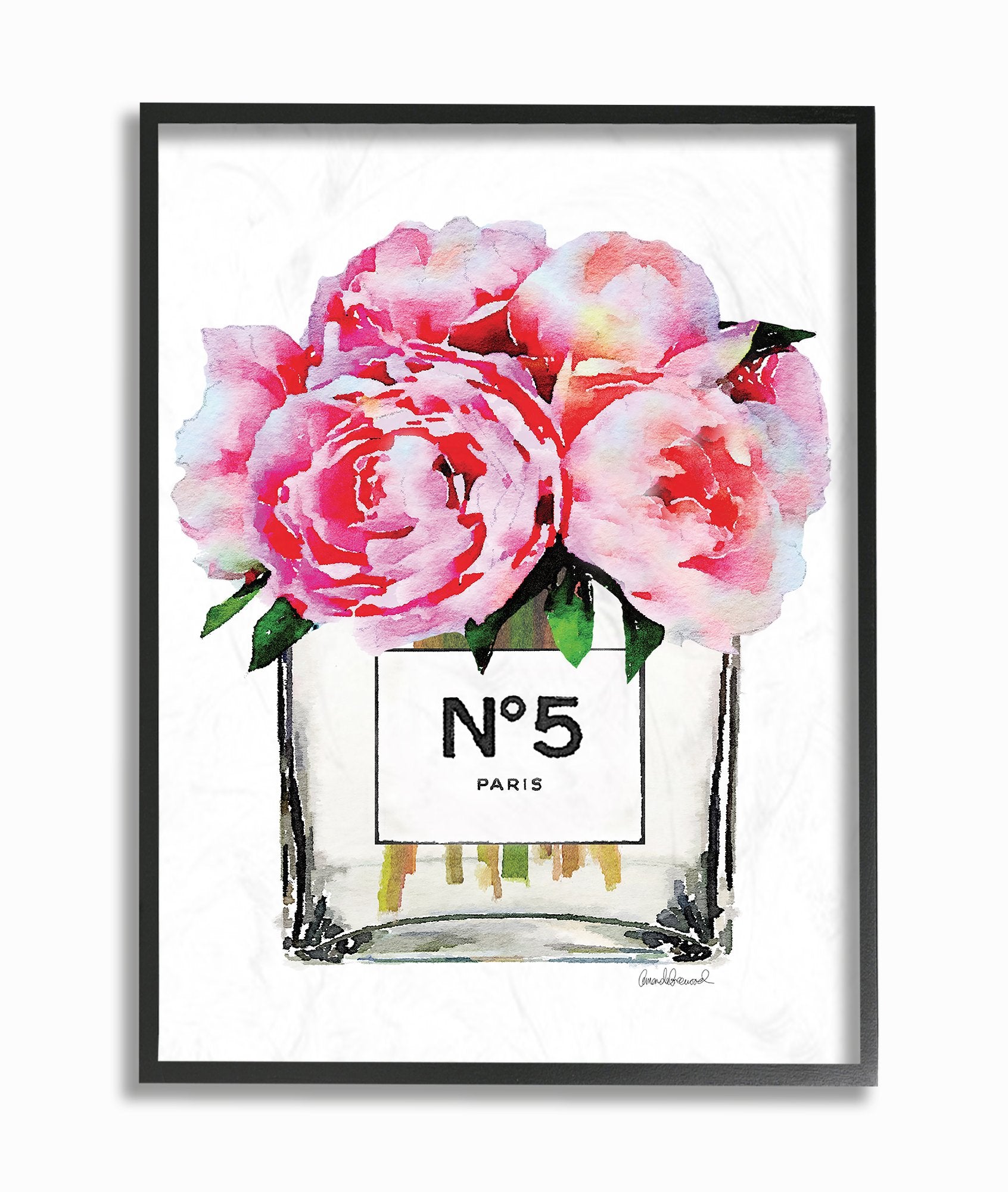 Stupell Industries Glam Paris Vase with Pink Peony Framed Giclee Texturized Art, Proudly Made in USA