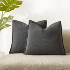 JUSPURBET Dark Grey Boucle Throw Pillow Covers 24x24 inch Set of 2 for Couch Bedroom Sofa Living Room Decorative Soft Thick Text