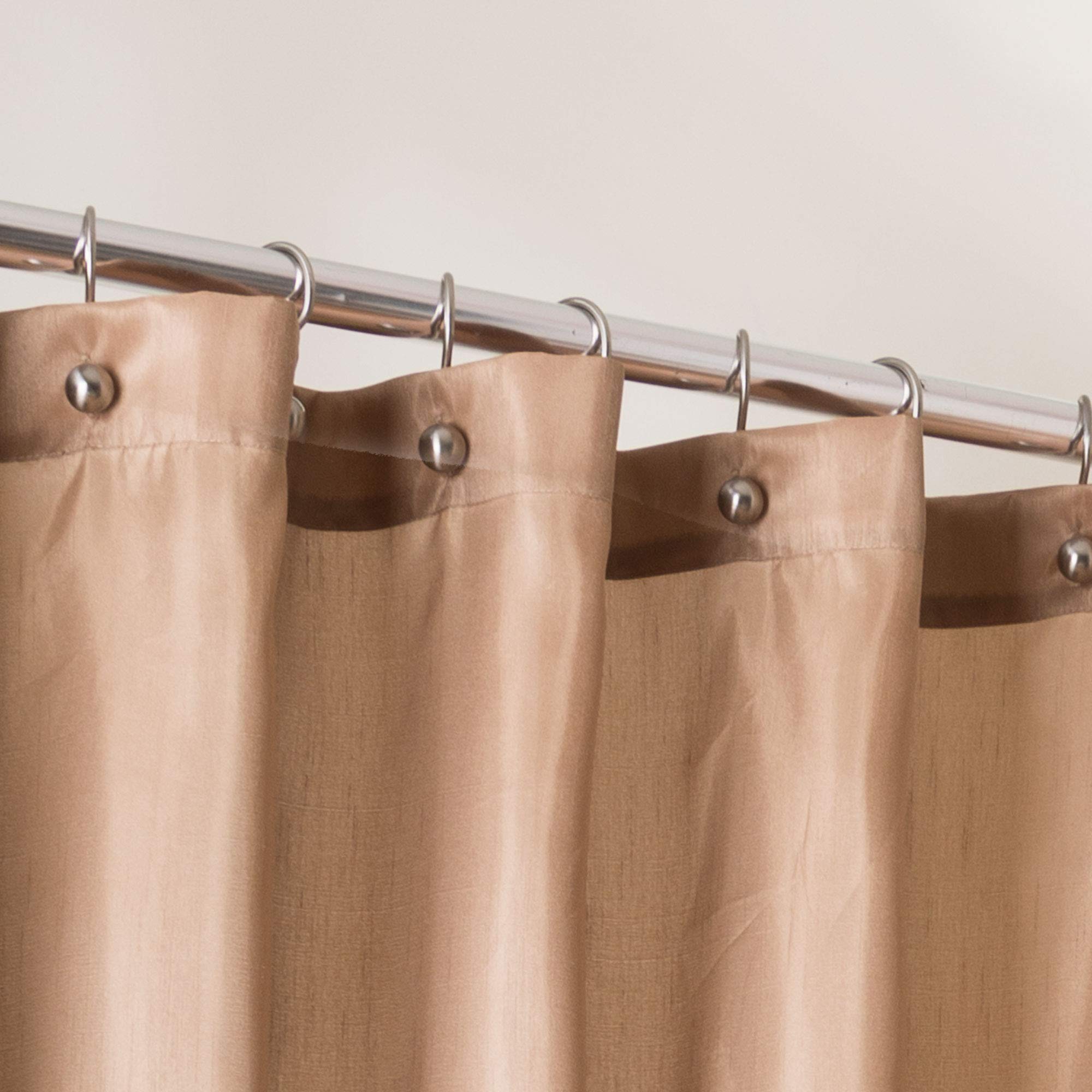 Lush Decor Terra Color Block Shower Curtain Fabric Striped Neutral Bathroom Decor, 72'' W X 72'' L, Brown & Beige