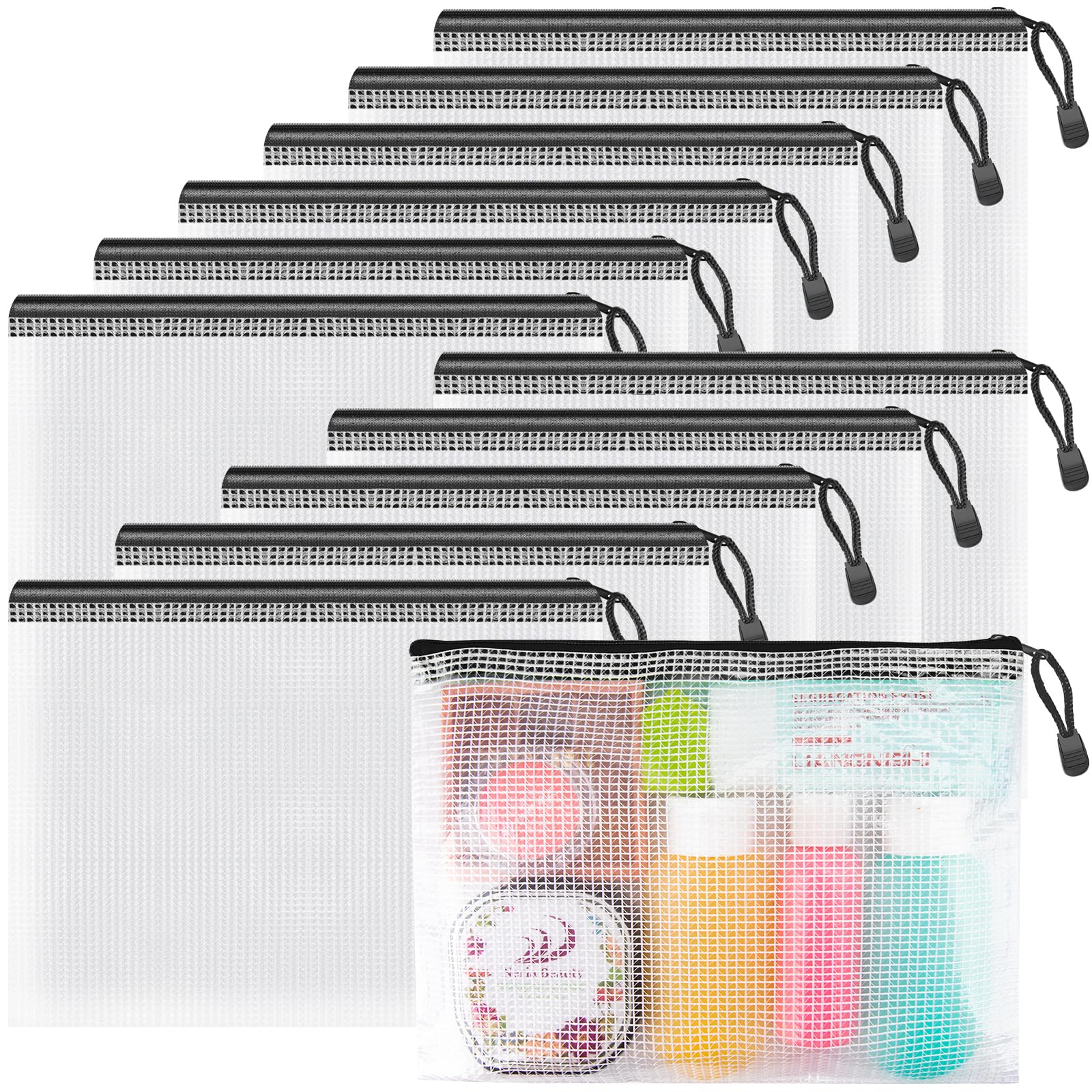 Umriox Small Zipper Pouch, 9.5X7.1 In (Black, 12 Packs), Zipper Bags With Zipper For Office Supplies Travel Accessories